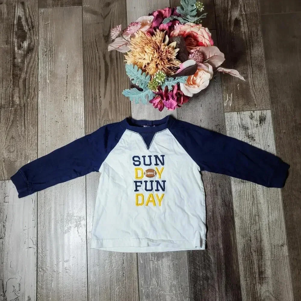 Gymboree baby boy Size 18-24 month Sunday Funday Football Long Sleeve Tee